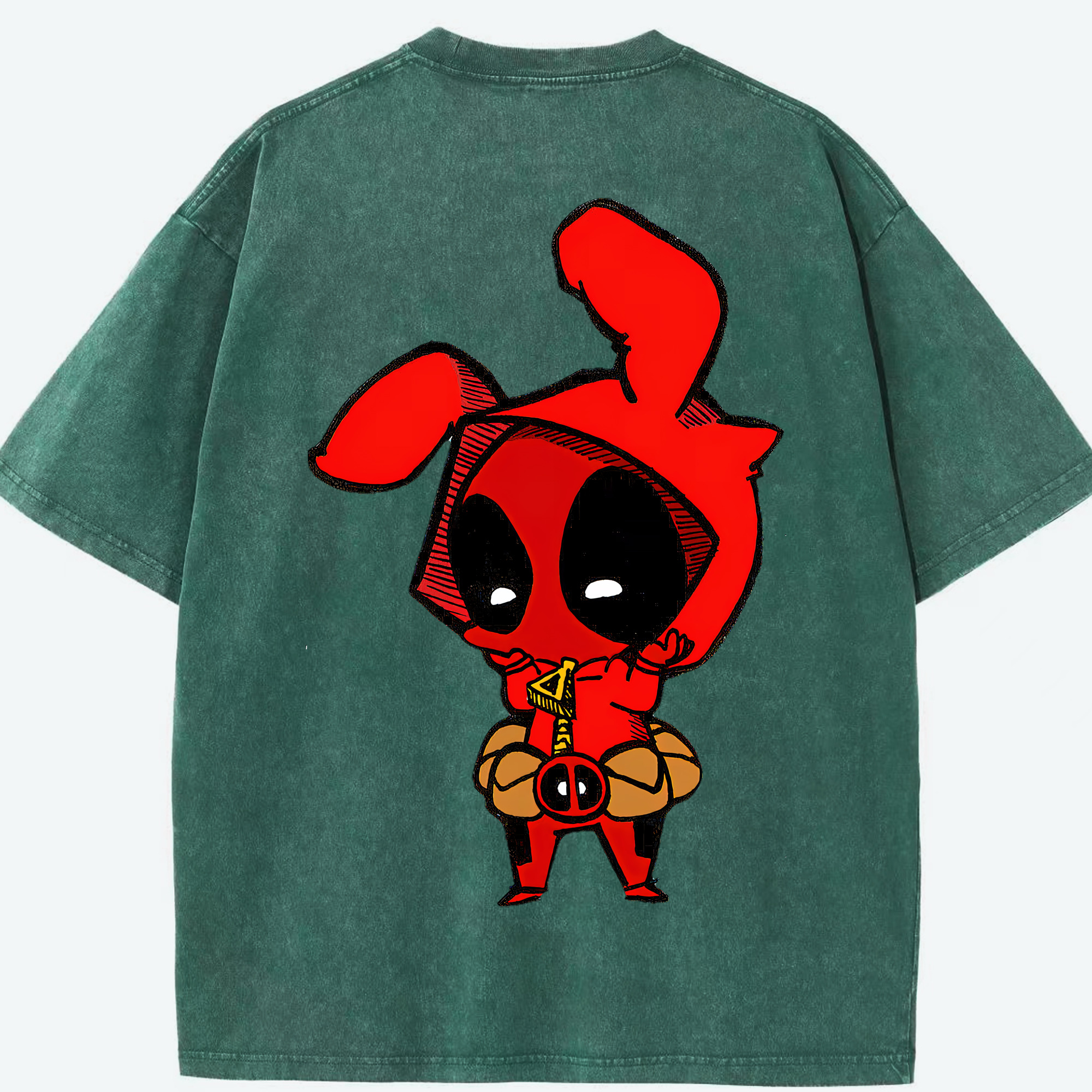 （画像用） Deadpool デッドプール 綿100% ヴィンテージ風 半袖Tシャツ（背面プリント）